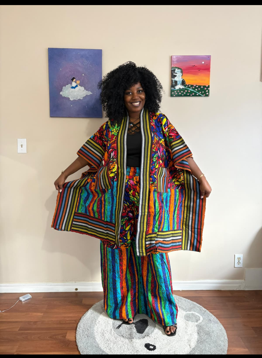 African Print Two-Piece Kimono Set