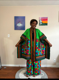 Green African Print Two-Piece Kimono Set