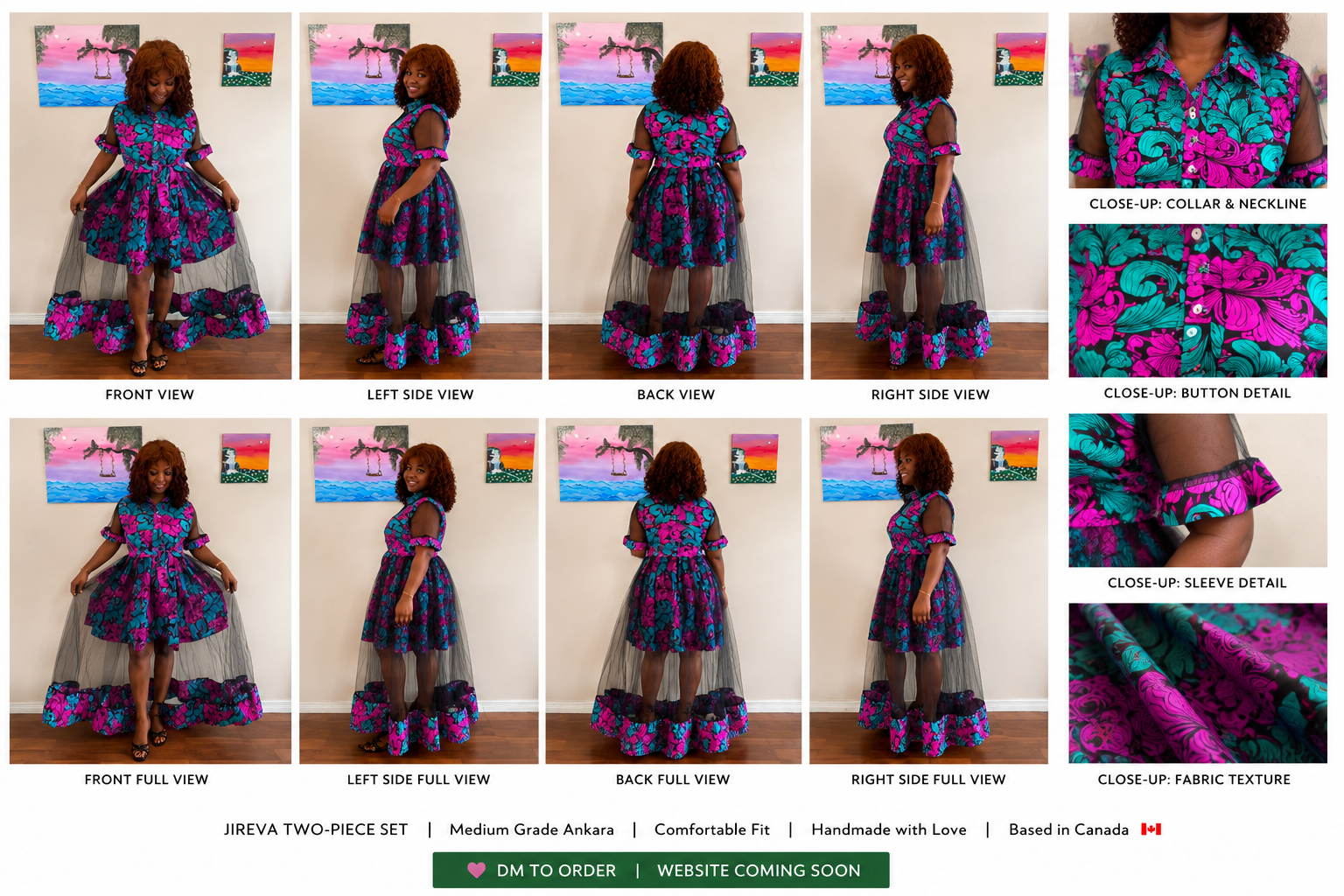 Ankara Print Tulle Overlay Shirt Dress