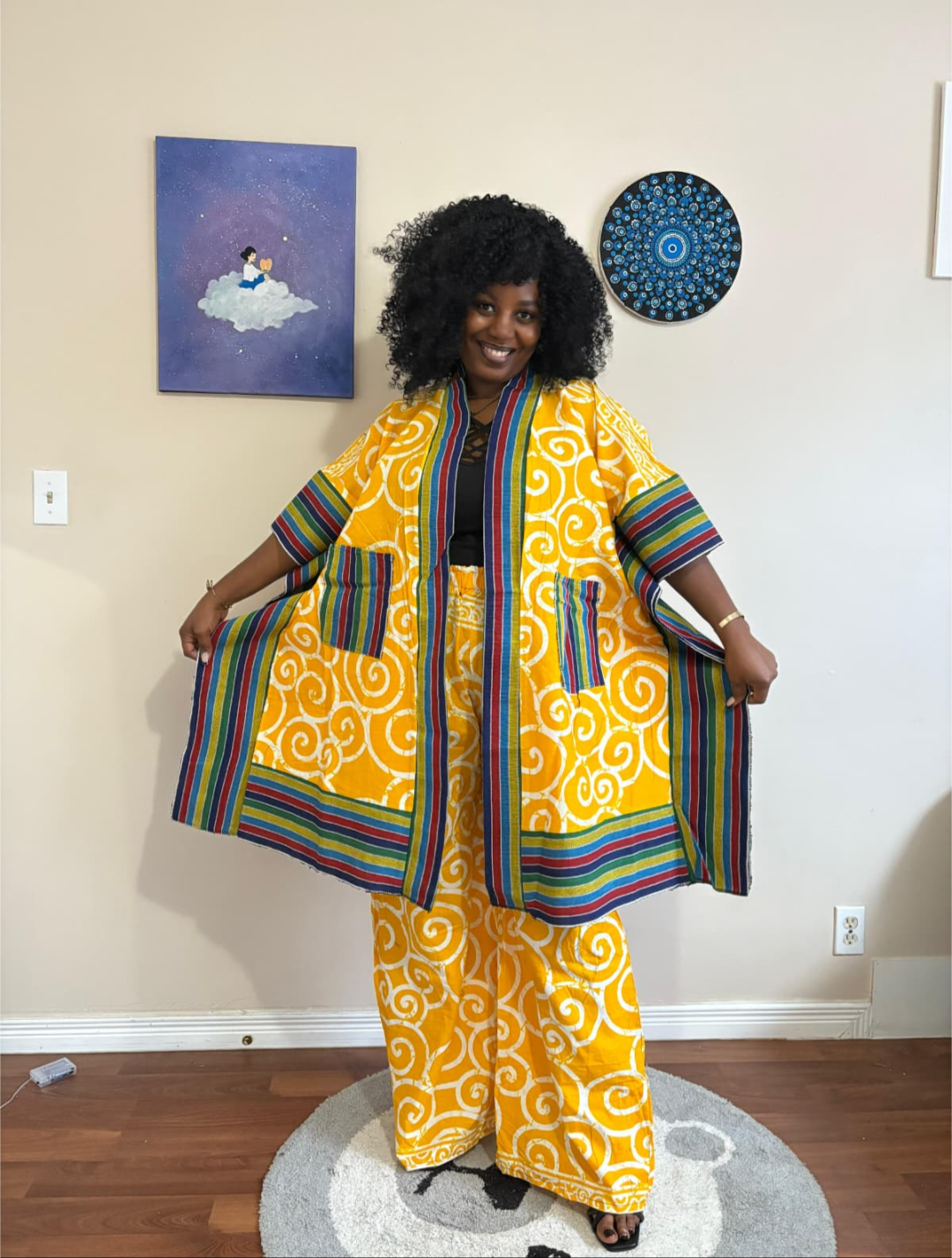 African Print Two-Piece Kimono Set
