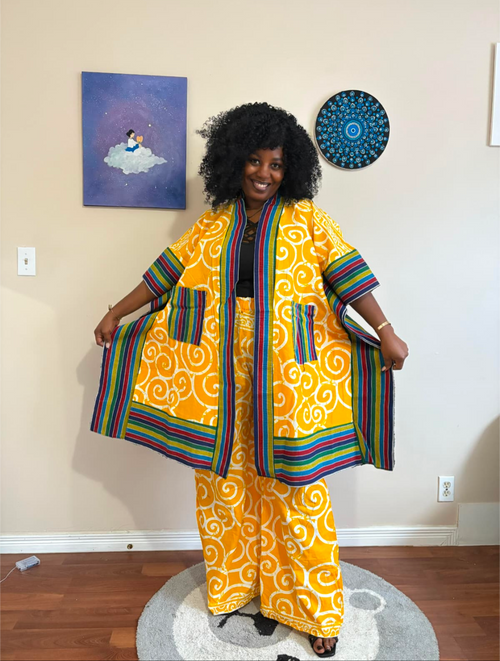 African Print Two-Piece Kimono Set