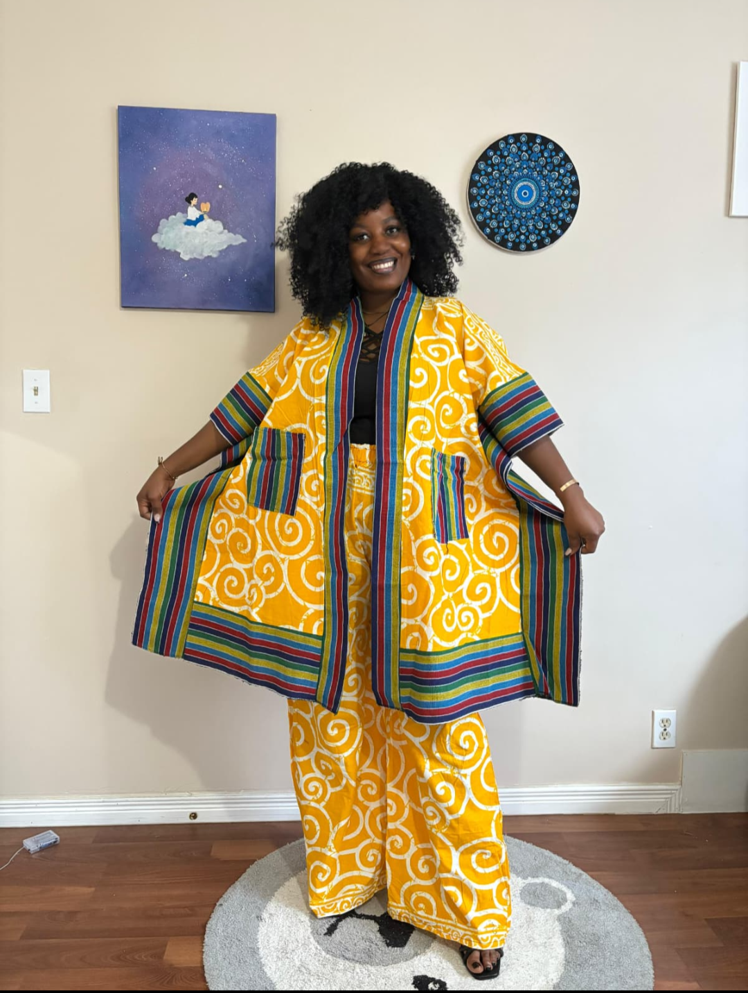 African Print Two-Piece Kimono Set