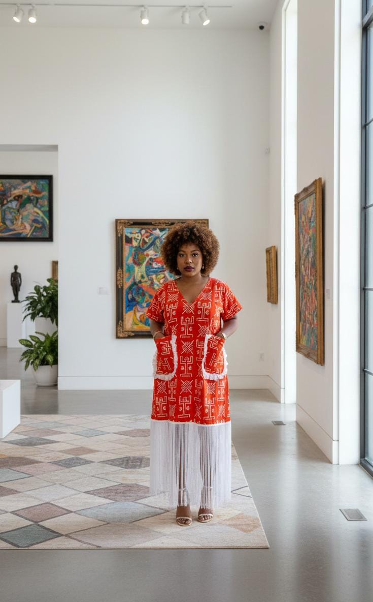 Crimson Kente Ankara Fringe Dress