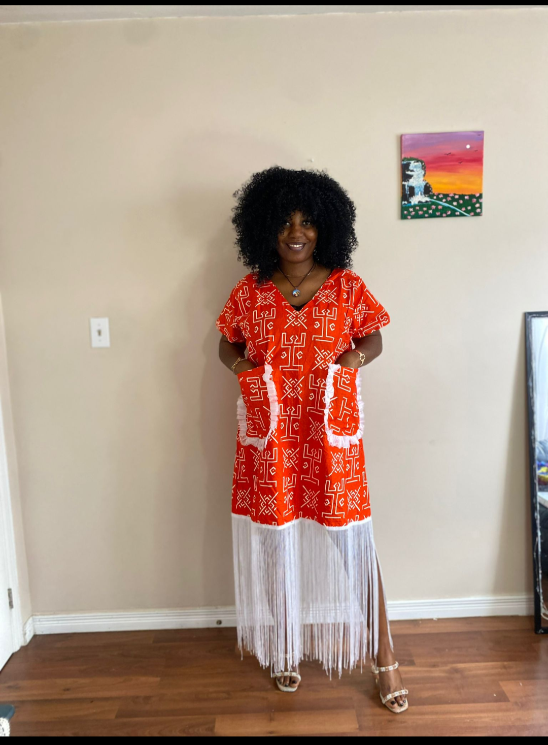 Crimson Kente Ankara Fringe Dress