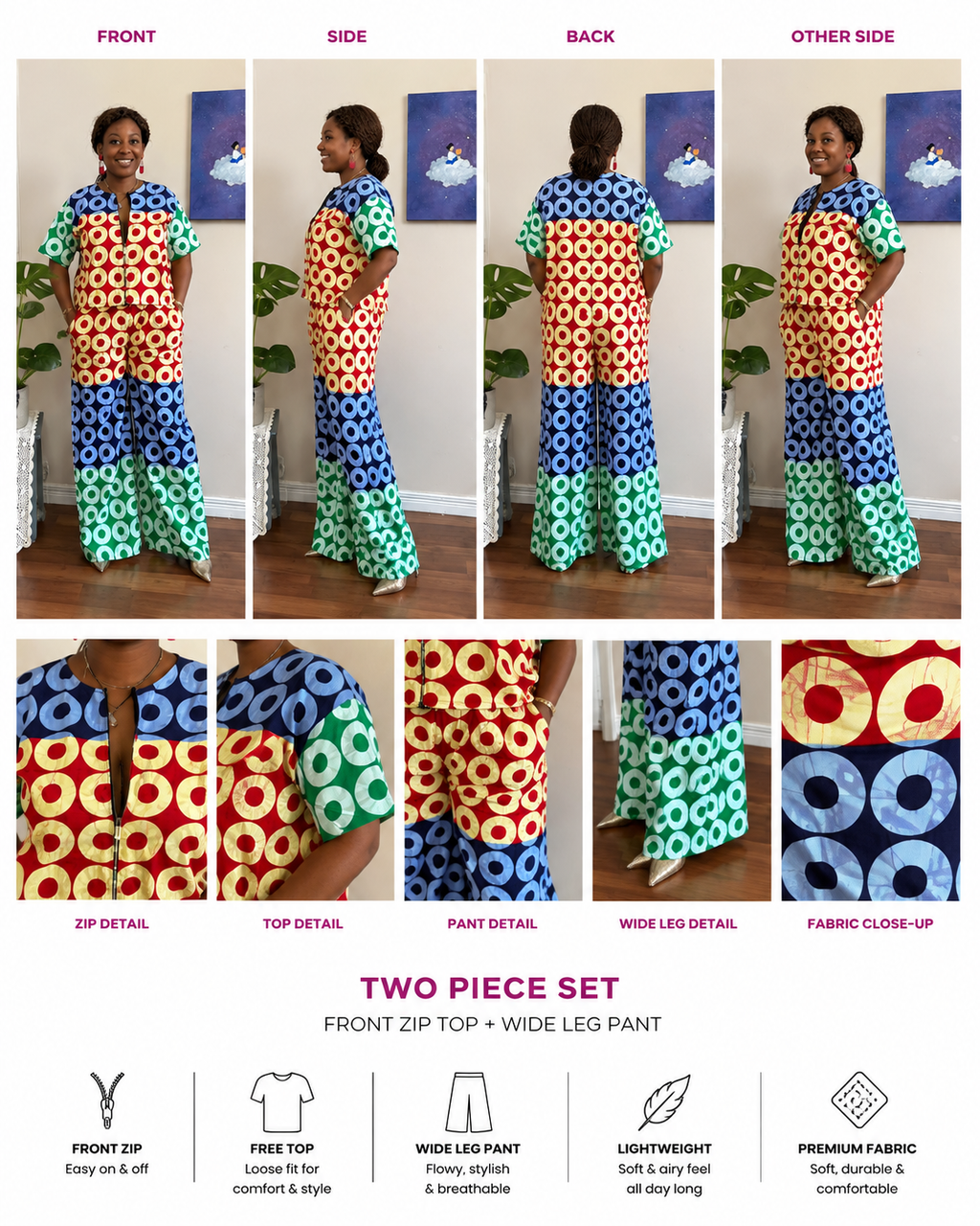 JIREVA Color Pop Wide-Leg Set